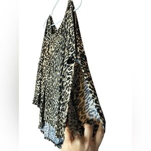 Cable & Gauge Animal Print Cold Shoulder & Arm Blouse Top Shirt Size XL